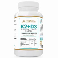 WITAMINA K2 MK7 natto 100µg + D3 50µg 2000IU OLEJ KOKOSOWY in MCT - Altopharma - 120 kapsułek miękkich (Softgel) AltoPharma
