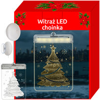 Witraż Led 3D Wiszący Lampki Świąteczne Choinka Na Baterie