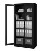 Witryna Szafa Przeszklona z Półkami Metalowa Loft JAN NOWAK AMELIA Czarna