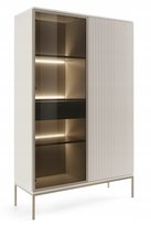 Witryna wysoka Tosena dwudrzwiowa z szufladą 104 cm Kaszmir oświetlenie LED