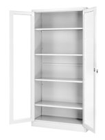 Witryna z półkami i przeszklonymi drzwiami na dokumenty lub ekspozycję