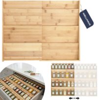 WKŁAD DO SZUFLADY NA SŁOICZKI Z PRZYPRAWAMI ROZSUWANY BAMBUSOWY WELLHAUS