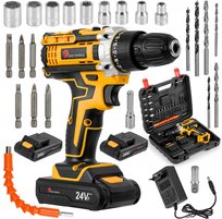 WKRĘTARKA AKUMULATOROWA WIERTARKA BITY NASADKI WIERTŁA 2xAKU DUŻY ZESTAW