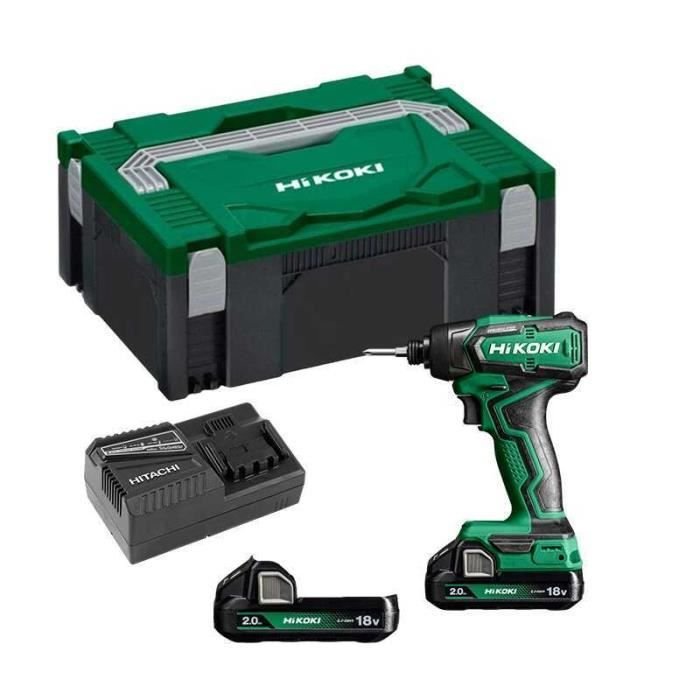 Wkrętarka udarowa 18V 1/4' 140 Nm (2x2,0 Ah) w HitCase - HIKOKI - z 2 akumulatorami 18V 2,2 Ah - ładowarka - pudełko - WH18DDWRZ