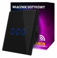 Włącznik dotykowy WIFI potrójny SZKŁO CZARNY