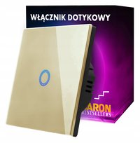 WŁĄCZNIK POJEDYNCZY DOTYKOWY SCHODOWY ZŁOTY SZKŁO