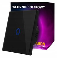 Włącznik Światła Dotykowy Szklany Szkło Pojedynczy Czarny LED fi60 BarON Inna marka