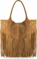 Włoska Zamszowa TOREBKA Worek SKÓRZANA Torba PELLE