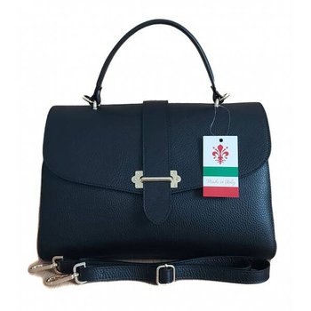 Włoski duży kuferek ,skórzana torba mieści A4  Vera Pelle  Czarna KVP45N - Inna marka