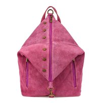 Włoski Stylowy Plecak Damski Skórzany Zamsz A4 purpurowy W14 Vera Pelle