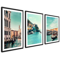 Włoskie Plakaty Obrazki Wenecja Morze Lato Tryptyk 50x70cm