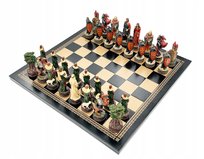 Włoskie Szachy Żywica Robin Hood + Szachownica Skóra Złoto/Czarny 33