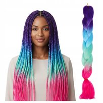 Włosy syntetyczne warkoczyki KOLOROWE OMBRE kolory sztuczne 4 KOLORY 60cm Ponik's