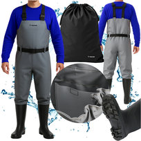 Wodery wędkarskie spodniobuty na ryby TRIZAND gumowe spodnie grube i długie + regulowane szelki rozmiar 42!