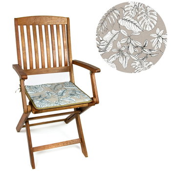 Wodoodporna poduszka na krzesło i meble ogrodowe 40x40  - Liście tropikalne beżowe - BOWI