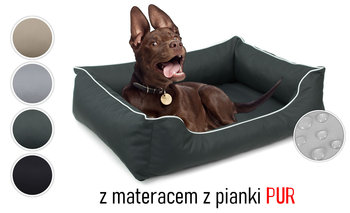 Wodoodporne legowisko posłanie kanapa materac mata dla psa 80x60 Sofa Valencia Standard rozbieralne kolor ciemnoszary/biały - Inna marka