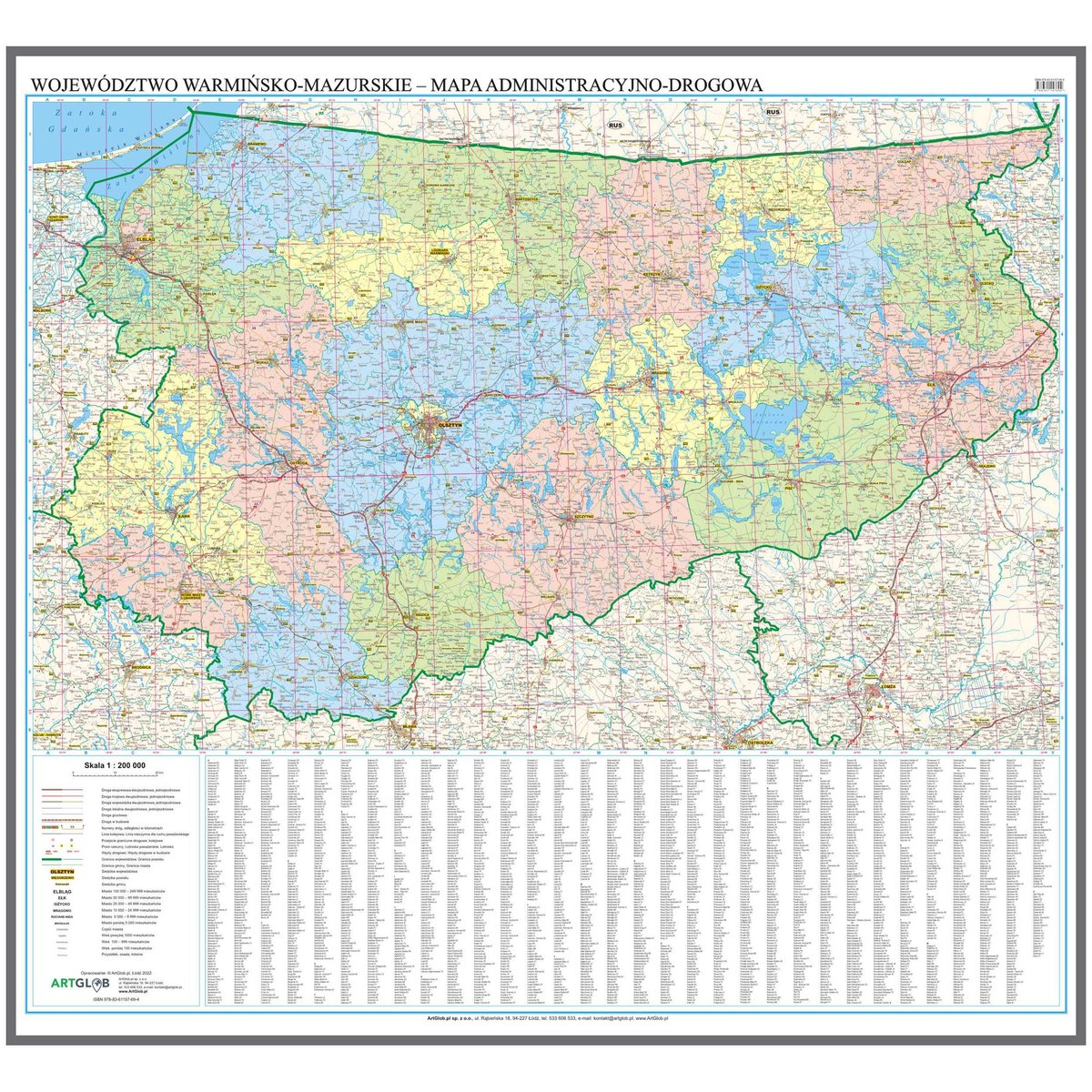 Zdjęcia - Gra planszowa Artglob Województwo warmińsko-mazurskie mapa ścienna na podkładzie do wpinania - p 