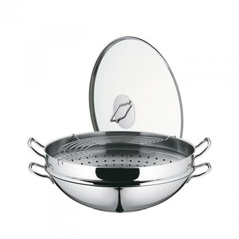 Wok z wkładem do gotowania na parze WMF, Macao, srebrny, 36 cm - WMF