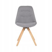 WOLTU Krzesło do jadalni lniane, nogi z litego drewna szary