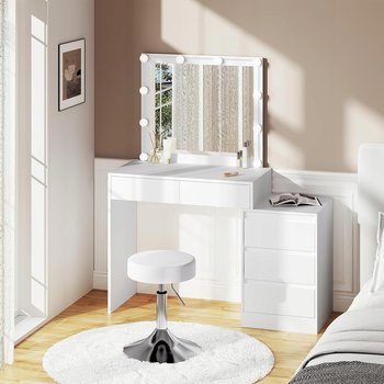 WOLTU Toaleta do makijażu z lustrem i stołkiem, oświetlenie LED - Woltu
