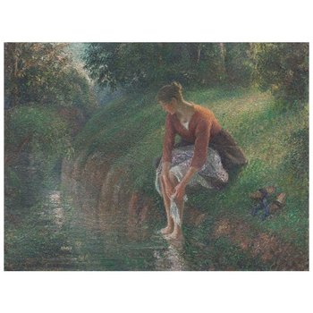 Woman Bathing Her Feet In A Brook 60x80 - Legendarte