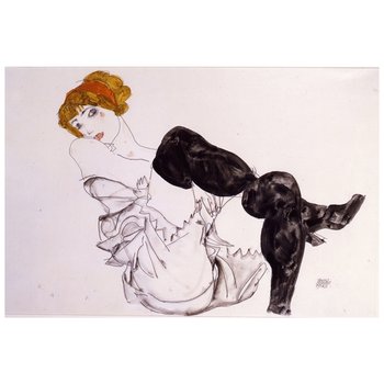 Woman In Black Stockings - Egon Schiele 60x90 - Legendarte