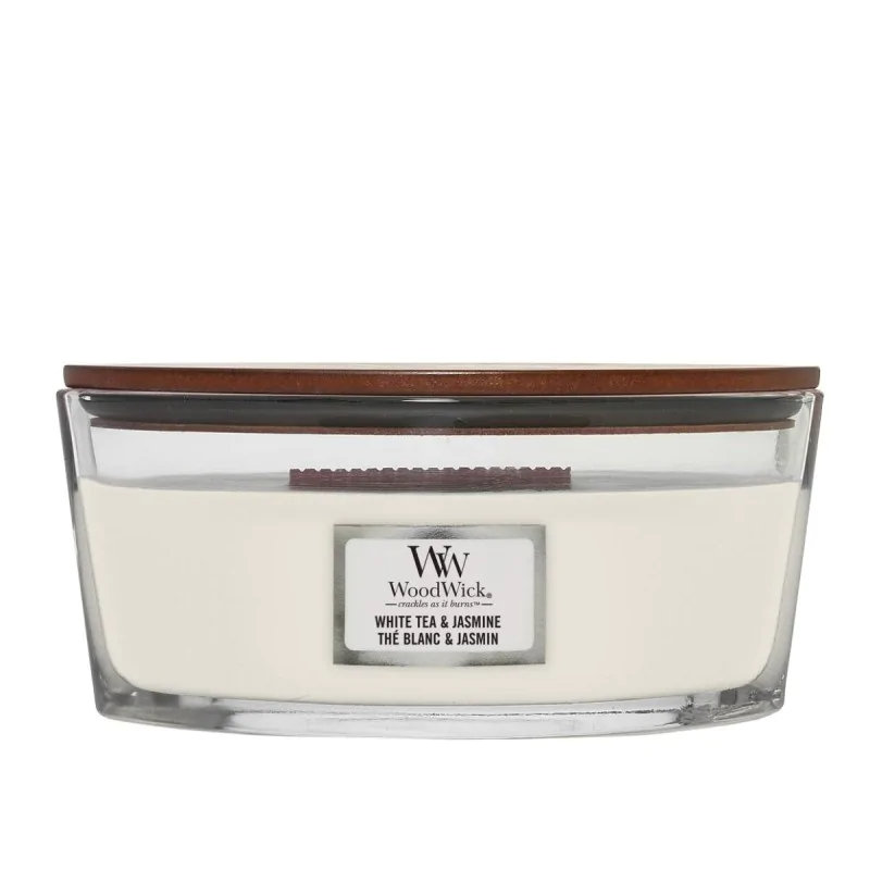 WoodWick, Świeca z drewnianym knotem, White Tea & Jasmine, 453,6 g