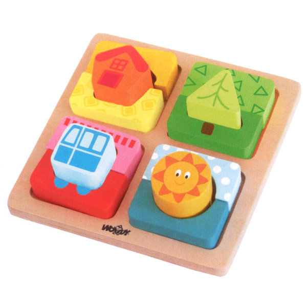 Woodyland, sorter z puzzlami, 12 elementów