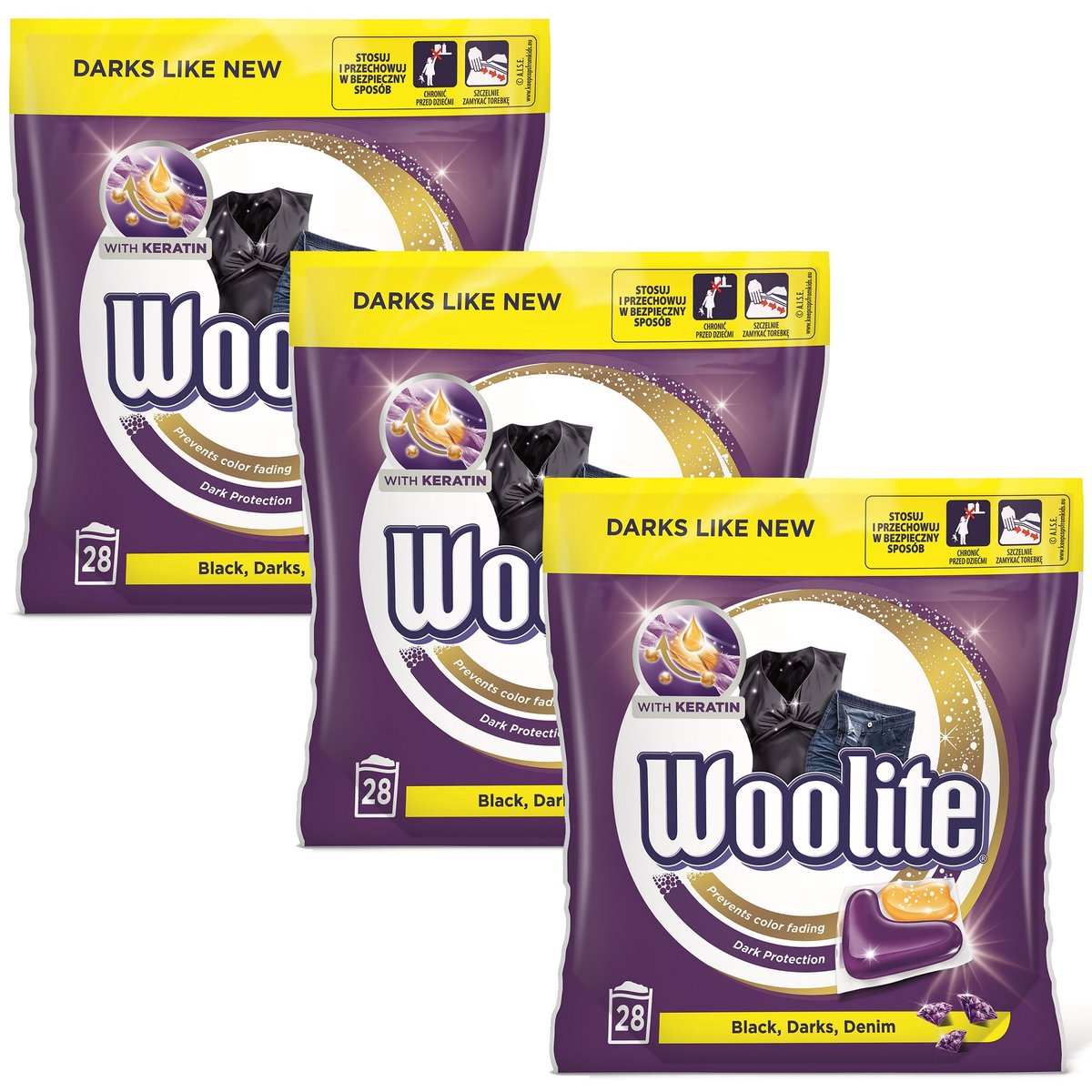 Woolite Dark Kapsułki Prania Czarny Jeans 3x33szt Reckitt Benckiser