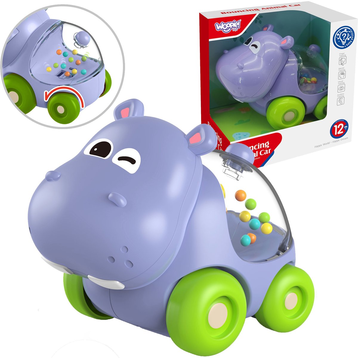 Фото - Інтерактивні іграшки Woopie BABY Grzechotka Samochodzik Pojazd Hipopotam 