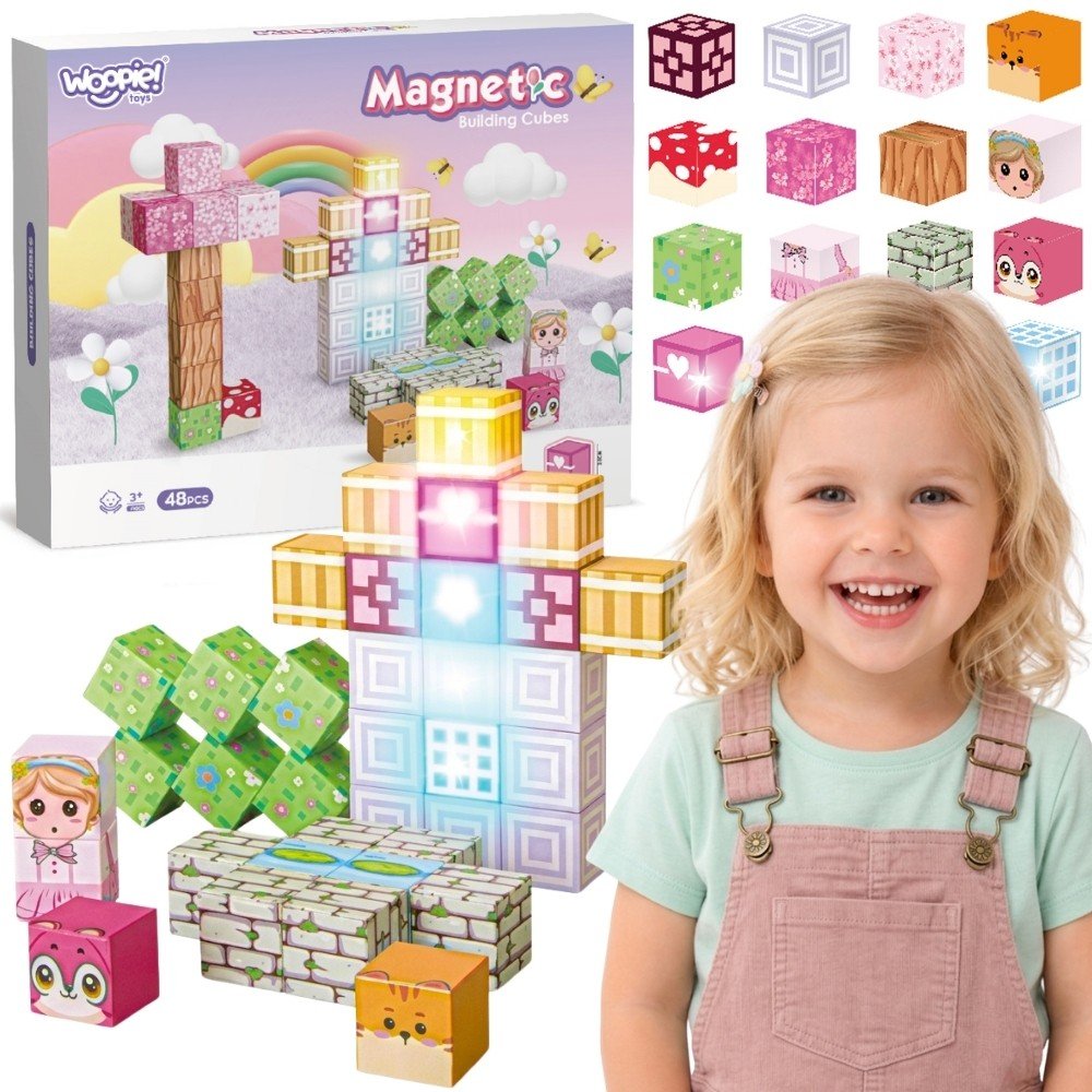 Woopie Klocki Magnetyczne 48 el. Montessori 3D
