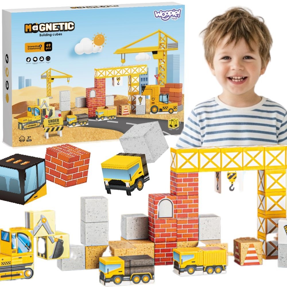 WOOPIE Magnetyczne kostki Plac Budowy 49 el.