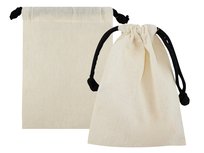 WORECZEK BAWEŁNIANY 10x15 cm ECRU 220g EKO z CZARNYM SZNUREKIEM ŚCIĄGAJĄCYM