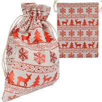 Woreczek Jutowy Świąteczny Worek Na Upominek Prezent Święta Mikołaj 18X13Cm Renifer