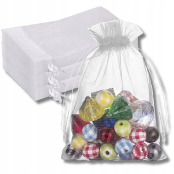 WORECZKI Z ORGANZY BIAŁE DO STOŁU ŚLUB WESELE KOMUNIA NA PREZENT 10x15 CM x100 SZT - FDelivery