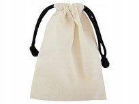 WOREK BAWEŁNIANY 15x20 cm ECRU 145g EKO z CZARNYM SZNUREKIEM ŚCIĄGAJĄCYM