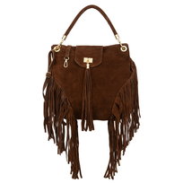 Worek Damski Zamszowy Vezze Poesia Brązowa