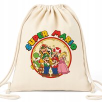 Worek EKO Beżowy MARIO Gra Konsola Na Prezent Dla Dziecka Wiele Wzorów