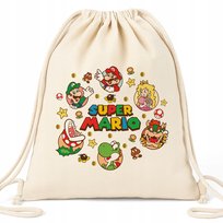 Worek EKO Beżowy MARIO LUIGI Gra Konsola Prezent Dla Dziecka Wiele Wzorów