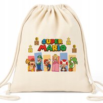 Worek EKO Beżowy SUPER MARIO BROS Gra Na Prezent Dla Dziecka Wiele Wzorów