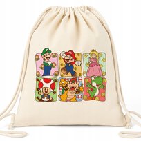 Worek EKO Beżowy SUPER MARIO GAMES Gra Na Prezent Dla Dziecka Wiele Wzorów