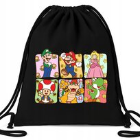 Worek EKO Czarny SUPER MARIO GAMES Gra Na Prezent Dla Dziecka Wiele Wzorów