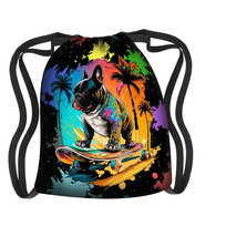 Worek-Plecak Arco Design, Wodoodporny, Lekki, Czarny, Nadruk Born To Ride, Miejski, Unisex, Sznurowany, 47X39 Cm