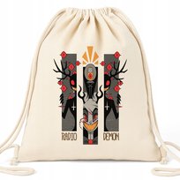Worek Plecak BAWEŁNA Beżowy EKO RADIO DEMON PREZENT HAZBIN HOTEL SERIAL WZ