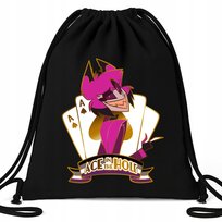 Worek Plecak BAWEŁNA Czarny EKO ACE IN THE HOLE HAZBIN HOTEL SERIAL WZORY