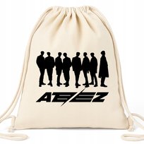 Worek Plecak EKO Bawełniany Beżowy ATEEZ BOYSBAND Muzyka Kpop Idole Prezent