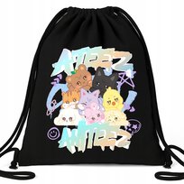 Worek Plecak EKO Bawełniany Czarny ATEEZ Muzyka Kpop Idole Na Prezent