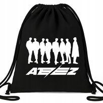 Worek Plecak EKO Bawełniany Czarny ATEEZ TEAM Muzyka Kpop Idole Na Prezent