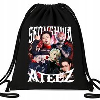 Worek Plecak EKO Bawełniany Czarny SEOUGHWA ATEEZ Muzyka Kpop Idole Prezent