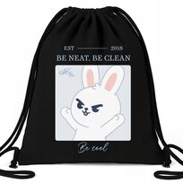 Worek Plecak EKO Czarny BE NEAT BE CLEAN Na Buty Prezent Muzyka KPOP Wzory